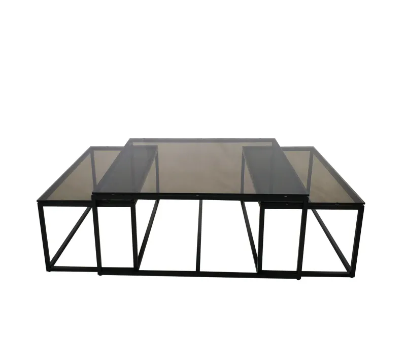 Oceanside glass sofabord kvadratisk 3-set | Home Factory