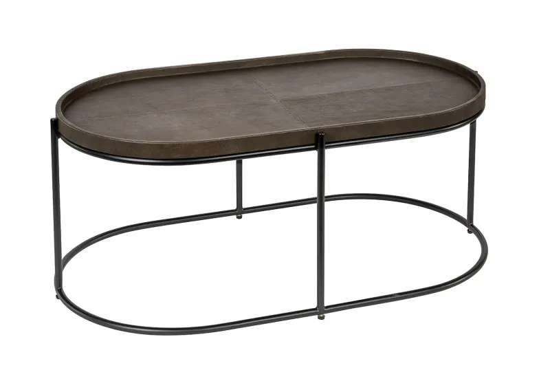 Ovalt skinn sofabord med svart ramme | Home Factory