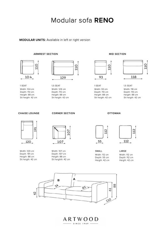 Reno venstremodul 1-seter | Artwood