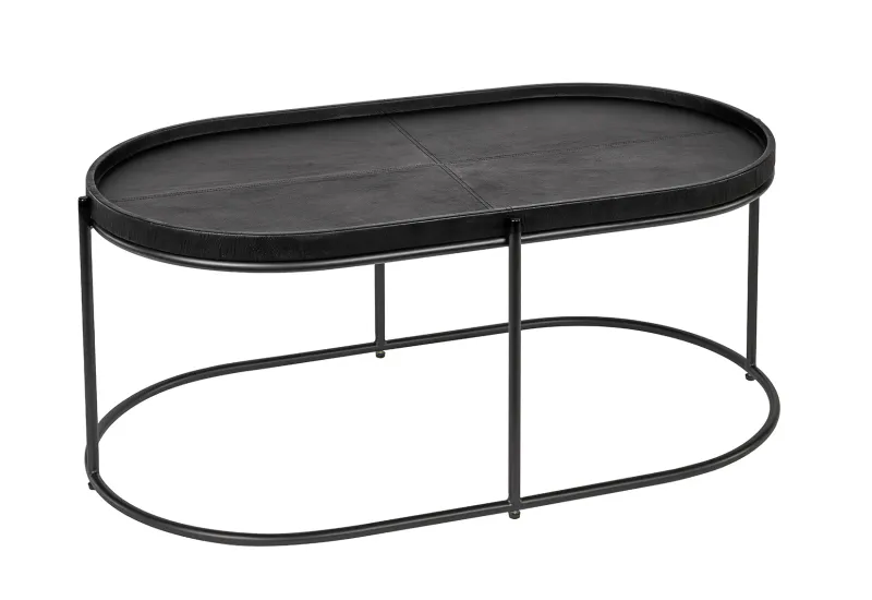 Ovalt skinn sofabord med svart ramme | Home Factory